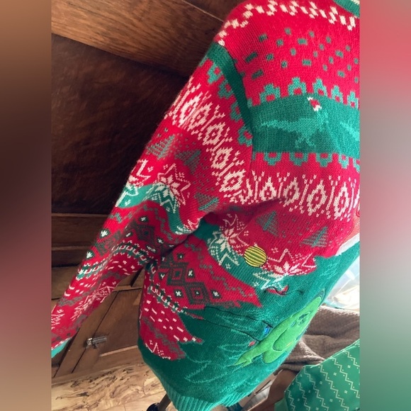 Christmas sweater dinosaur t-Rex mens size M front and back blizzard Bay - Picture 6 of 8
